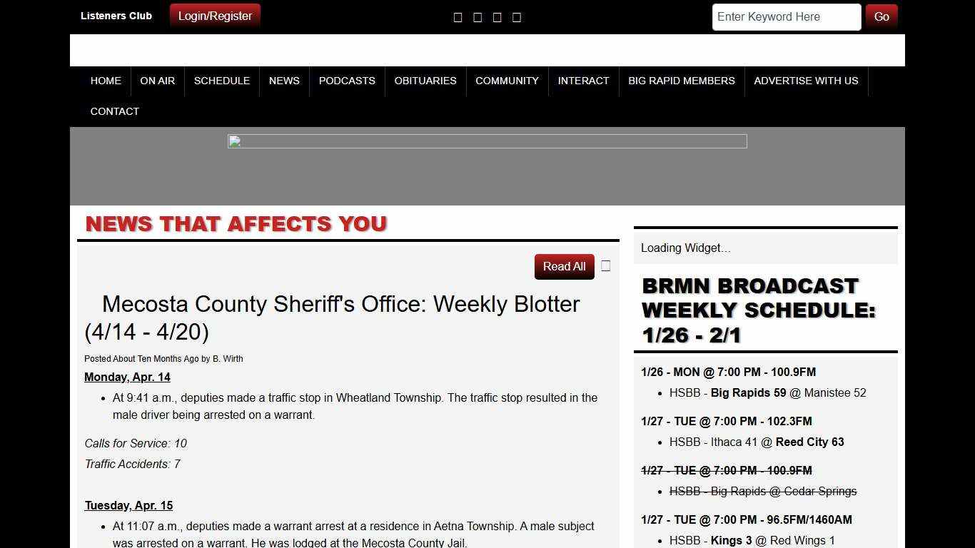 Mecosta County Sheriff's Office: Weekly Blotter (4/14 - 4/20)